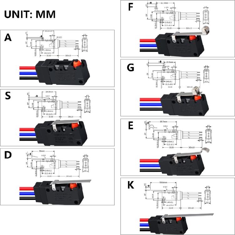 Waterproof Small Travel Switches 2 Wire Normally Open/Closed Dustproof Designs for Mechanical Electrical Systems