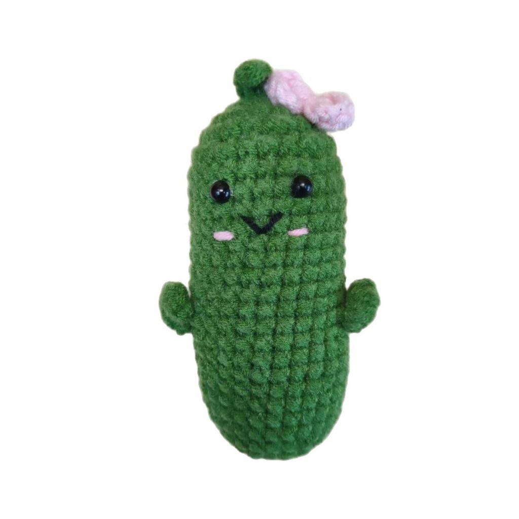 Handmade Crocheted Cucumber Doll Keychain: Emotional Support & Positive Energy Decor Gift