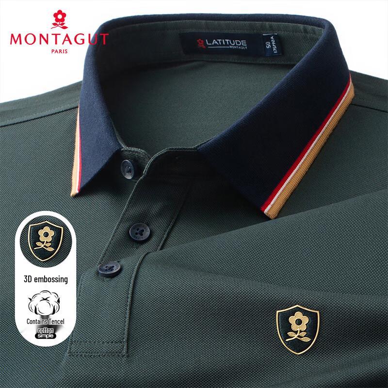 

MONTAGUT Men s Tencel Blend 3D Embossed Polo Shirt 48