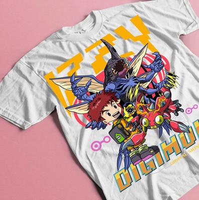 T-shirt Omnimon et Guilmon Digimon Adventure Anime pour Hommes et Femmes Été Coton Confortable Lâche Mode Haut