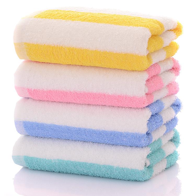 Pure Cotton Face Towel Quick-dry Coral Stripe Bath Towel Sets for Home Cotton Stripe Design Towel