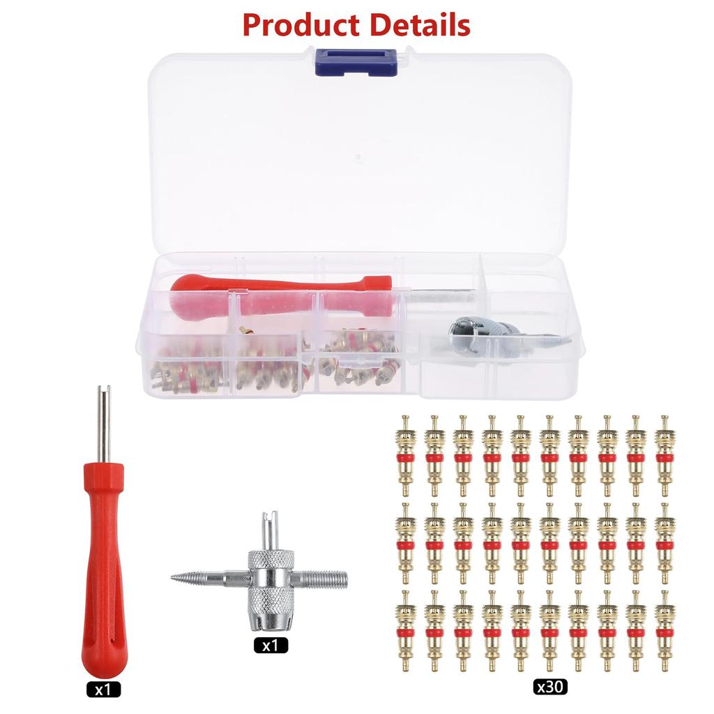 VORCOOL Tire Repair Tools, 32-Piece Set Tire Valve, Core Remover Wrench, Bug Turner, Driver