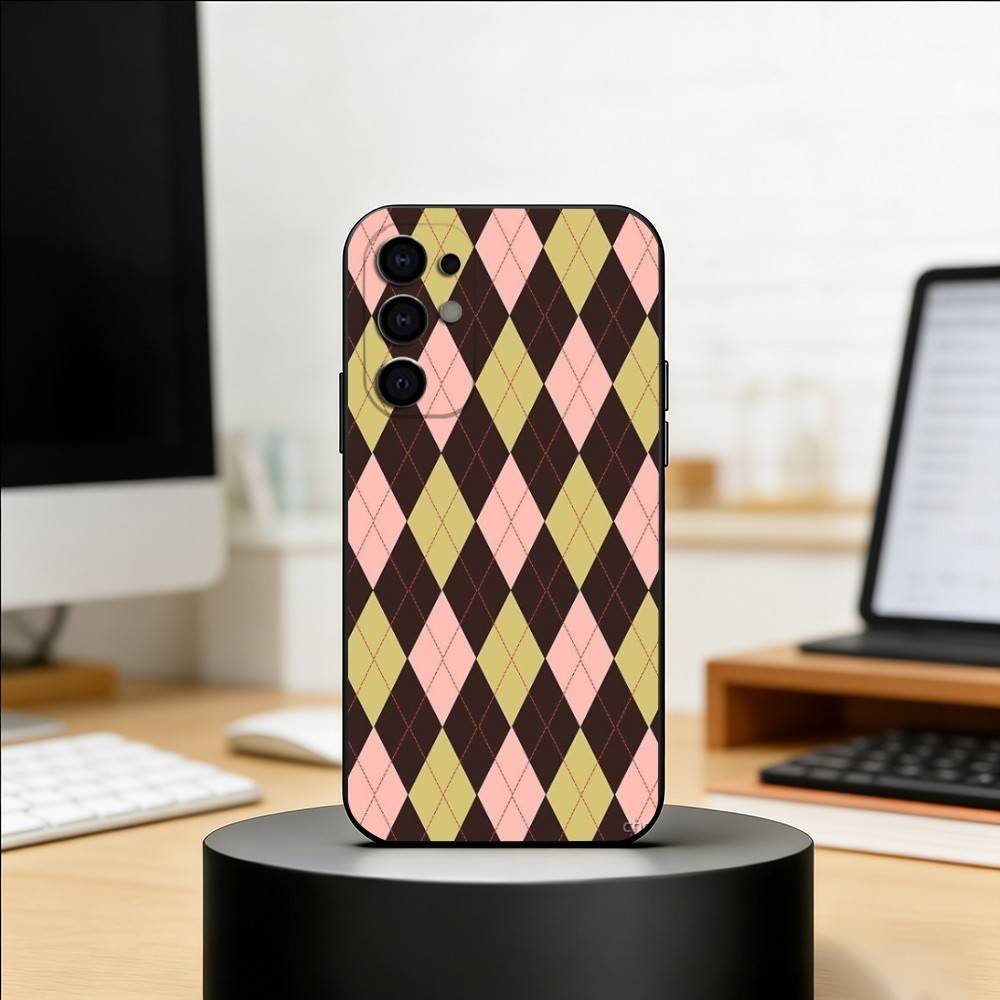 Plaid Background Phone Case For Samsung S25,S24,S21,S22,S23,S30,Ultra,S20,Plus,Fe,Soft Silicone Black Cover