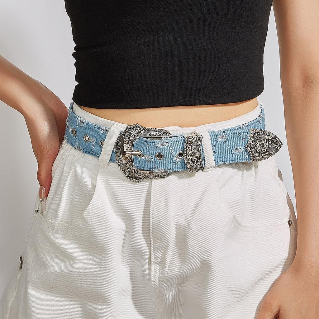 PU Leather Belts with Relief Flower Buckle Adjust Size Pin Buckle Waist Belt Woman Jeans Dresses Skirt Coat Waistband