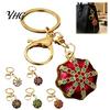 Lightweight Fashion Accessories Rhinestone Ethnic Hat Keychain, Bling Octagonal Cap Car Key Bag Decoration Keychain Ring, Zinc Alloy Pendant