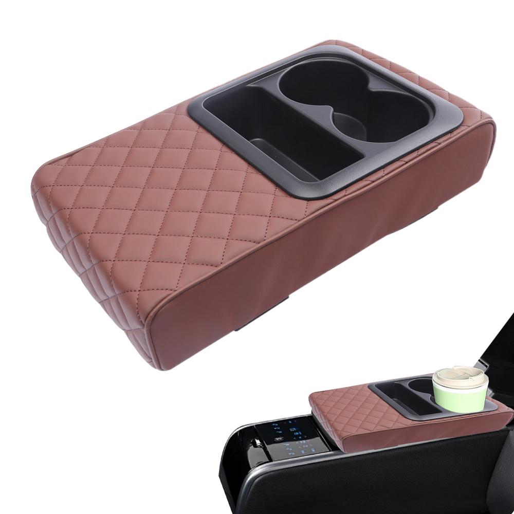 Car Armrest Cushion With Cup Holder Rest Pillow Cover Cover Waterproof Leather Cover For Most Car For Protecting Car Armrest Box