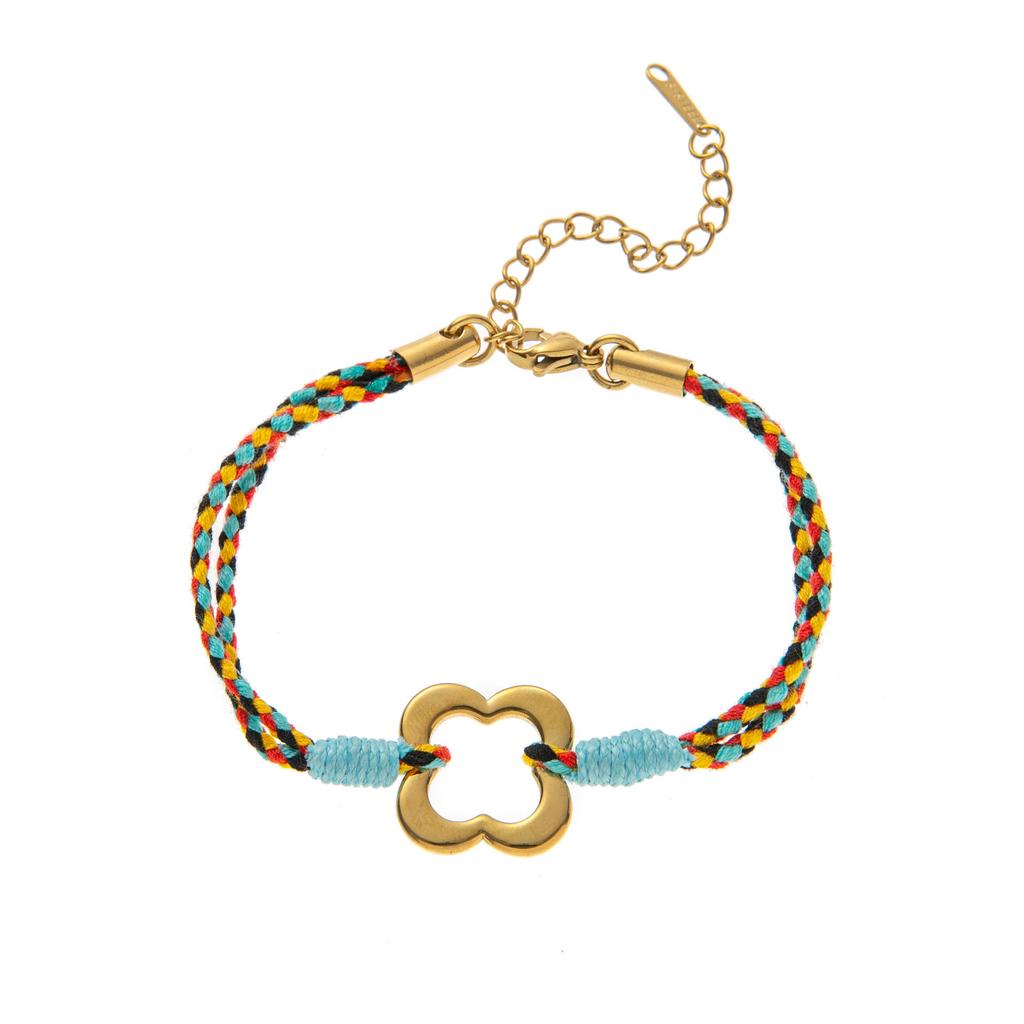New Chinese Dopamine Color Rope Bracelet Dot Diamond Pentagram Cross Necklace 18K Gold