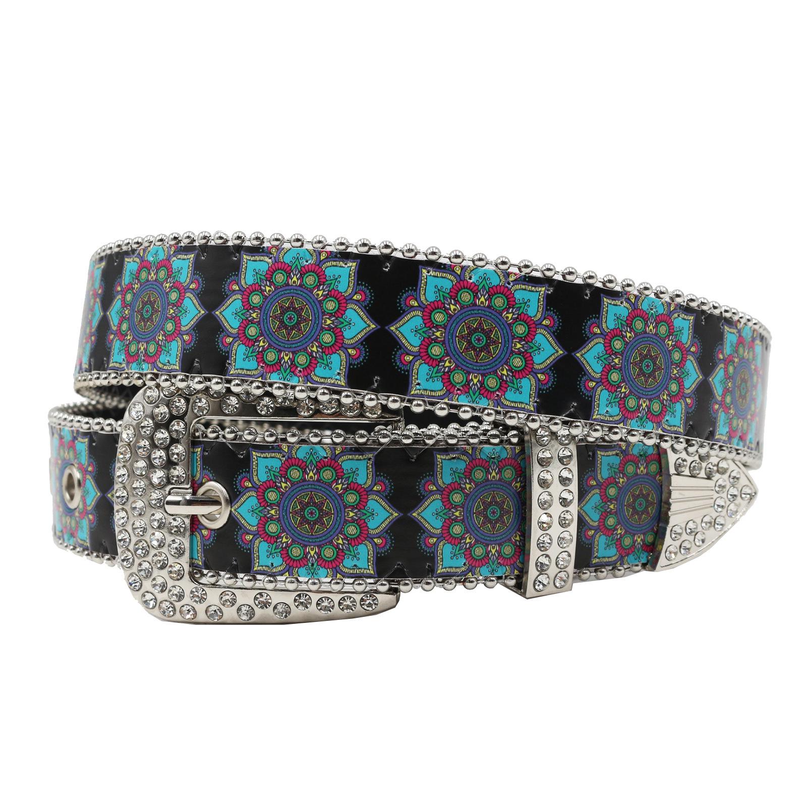 Оригинальный Дизайн Панк Y2K Стразы Мандала Этнический Пояс 115 cm белый