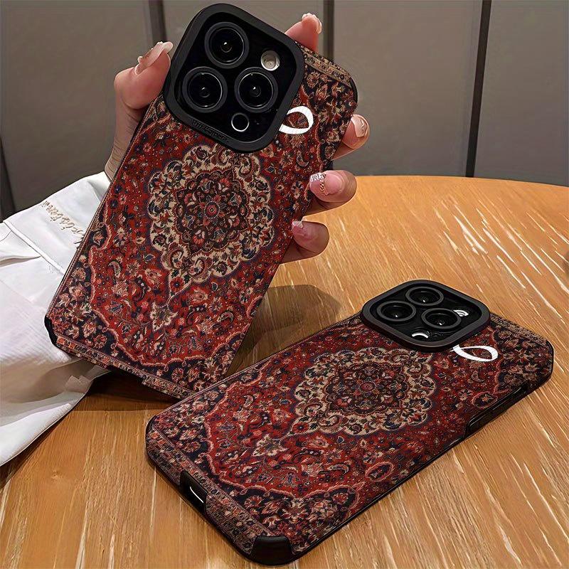 Hot Persian Style Luxury Carpet Retro Sheepskin Leather Phone Case For iPhone 17 16 16e Air 15 14 13 12 11 Pro XS Plus Max X XR