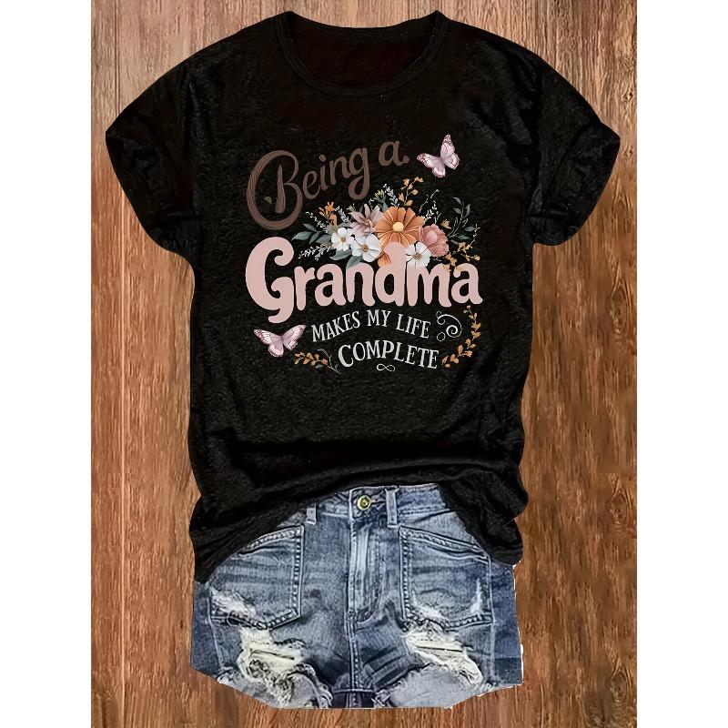 Großgröße, lässiger Crewneck Pullover T-Shirt in Übergröße mit dem Aufdruck „Bald Oma“ und anderen Buchstabendruck-Elementen