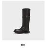 But Knee Boots Women'S New Round Head Belt Buckle Western Cowboy Knight Boots High Boots