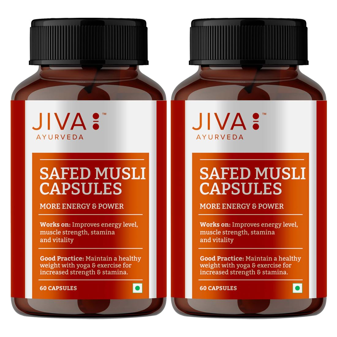 

Jiva Safed Musli Capsules 60 Count Pack of 2 Natural Herbal Supplement for Energy and Wellbeing