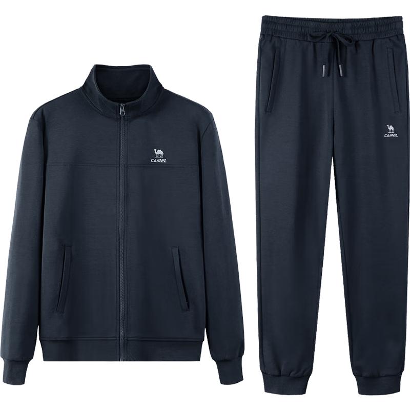 Camel Unisex Stand Collar Long Sleeve Two-Piece Running Tracksuit XXL