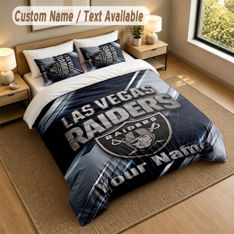 Bedding Set 1 Duvet Cover 2 Pillowcases Las Vegas Raiders Print Soft Bed Linen Bedroom Decor