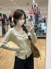 Women's High-End French Style Lace Spliced V-Neck Ruffle Trim Knit Cardigan Sweater