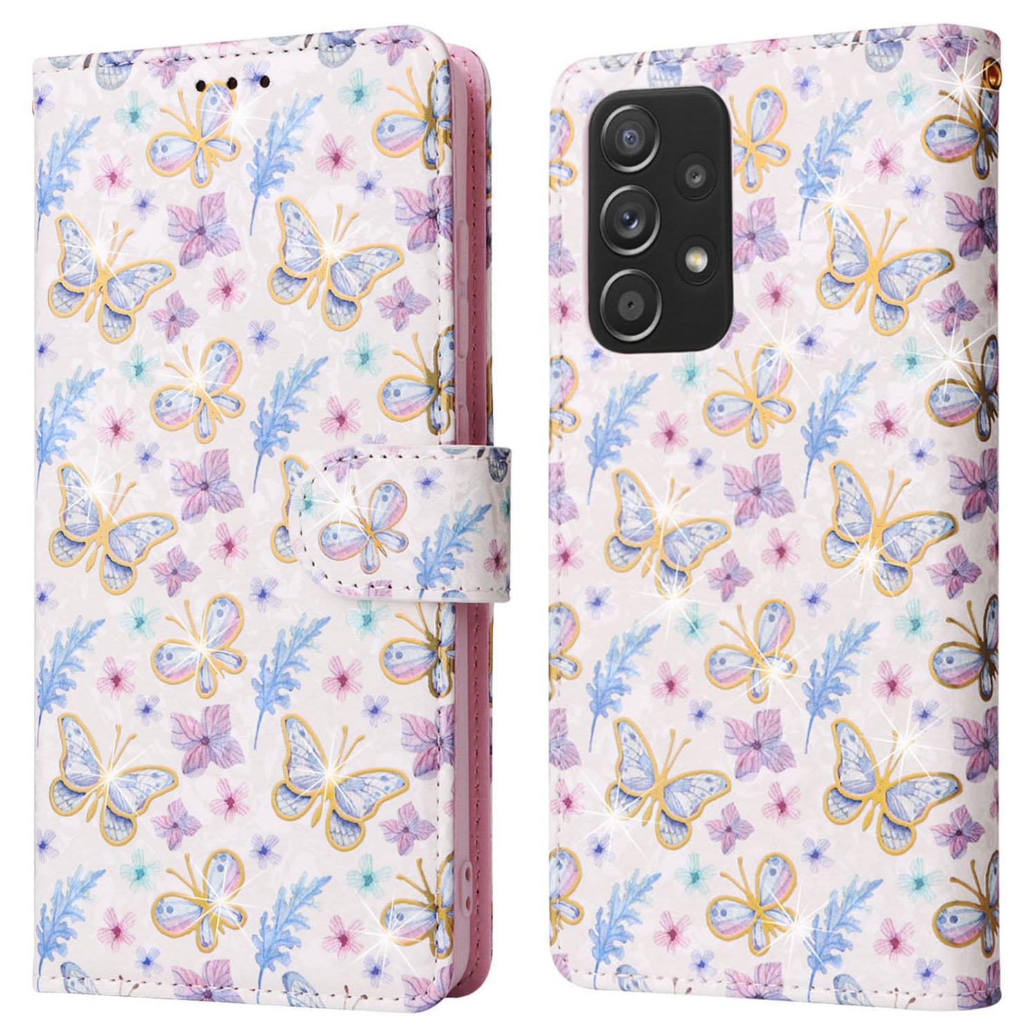 

Для Samsung Galaxy A52 4G/5G/A52s 5G Чехол Цветочный Чехол для телефона из искусственной кожи с RFID-блокировкой Butterfly Flower