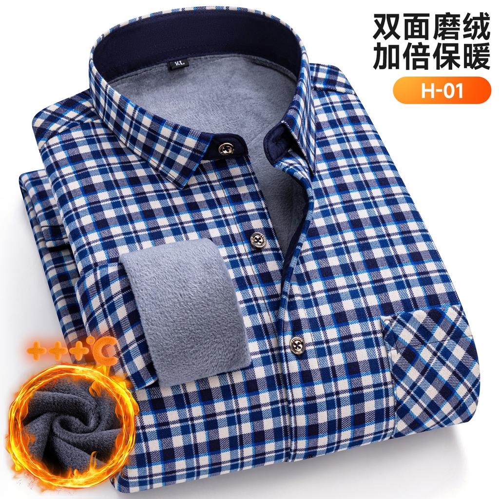 New Plus Size 8XL 7XL 6XL Men's Shirt Autumn Winter Fleece Thickened Warm Long Sleeve Plaid Business Casual Slim-fit Man Clothes