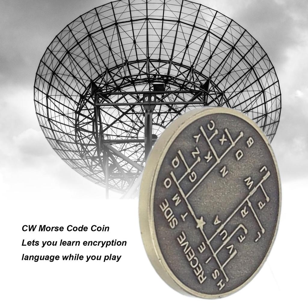 Tréninková mince CW Morseova abeceda Pozinkovaná měď Šifrovací jazyková mince pro začátečníky v radioamatérství 30x30x3mm