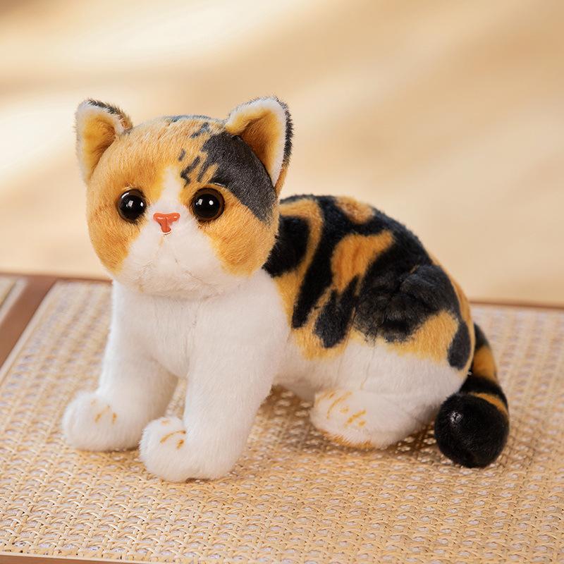 Cute simulation kitten doll plush toy three-flower cat orange cat doll children's soothing cloth doll