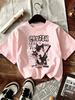 TXCartoon Trendy Kawaii Cat Print T-shirt Women's Summer Round Neck Cute Cat Y2K Graphic Tee Summer Casual Woman Clothing