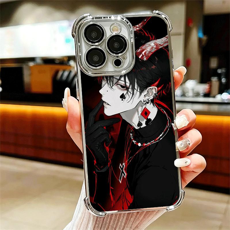 Devil Bad Boy Anime Style Plating Phone Case For Iphone 16 17 Pro Max Air 16E 14 15 Plus 12 13 Mini Anti-Fall Airabag Cover