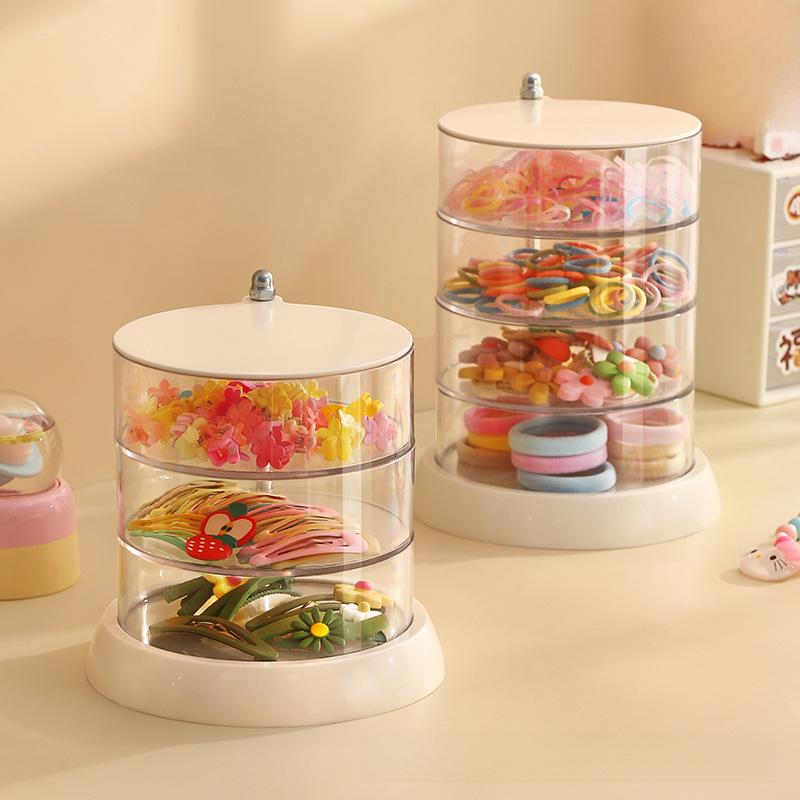 Rotating Hair Accessories Storage Box for Kids - Organizes Hairpins, Clips, and Rubber Bands