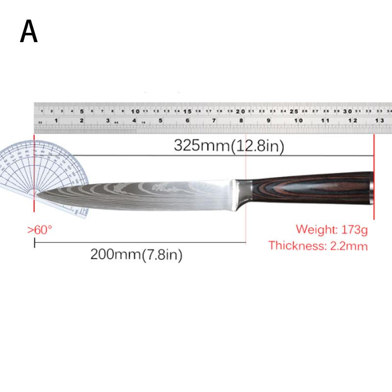 Five-piece Chef's Knife Damascus Laser Grain Fruit Knife Stainless Steel Knife Household Peeling Knife Boning Knife Cutting Knife