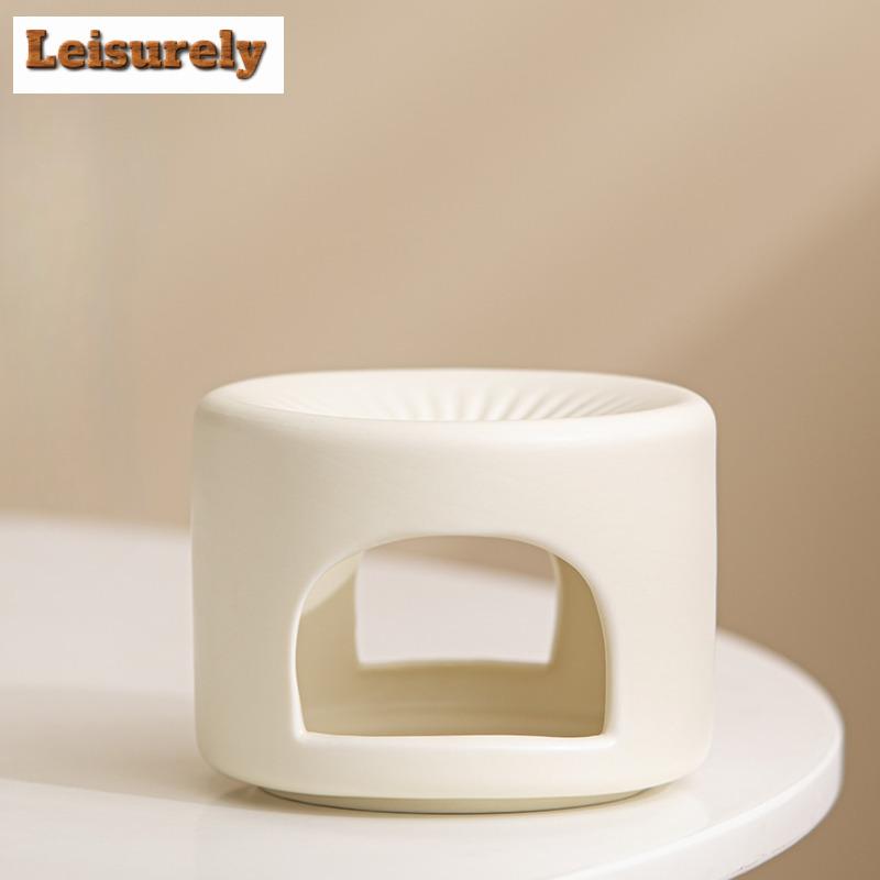 Exquisite Cream Yellow Ceramic Tea Pot Candle Heating Tea Warmer Base Tea Maker Baking Stove Boiling Water Kettle Furnace Holder