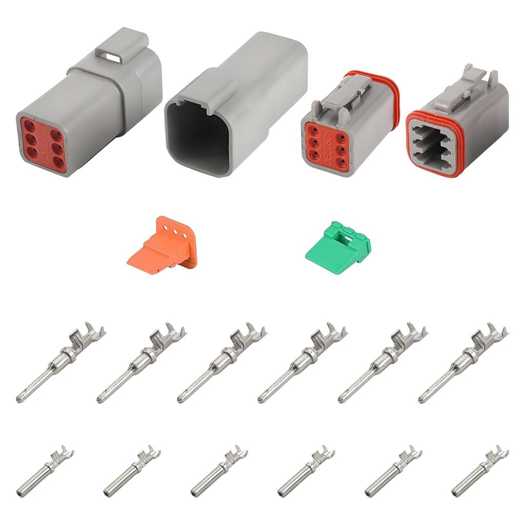 4 Pin DT Series Wire Connector Kit Sealed Male and Female Auto Waterproof Electrical Wire Connector Plug 16-22 AWG,Gray -48Pcs-4Sets