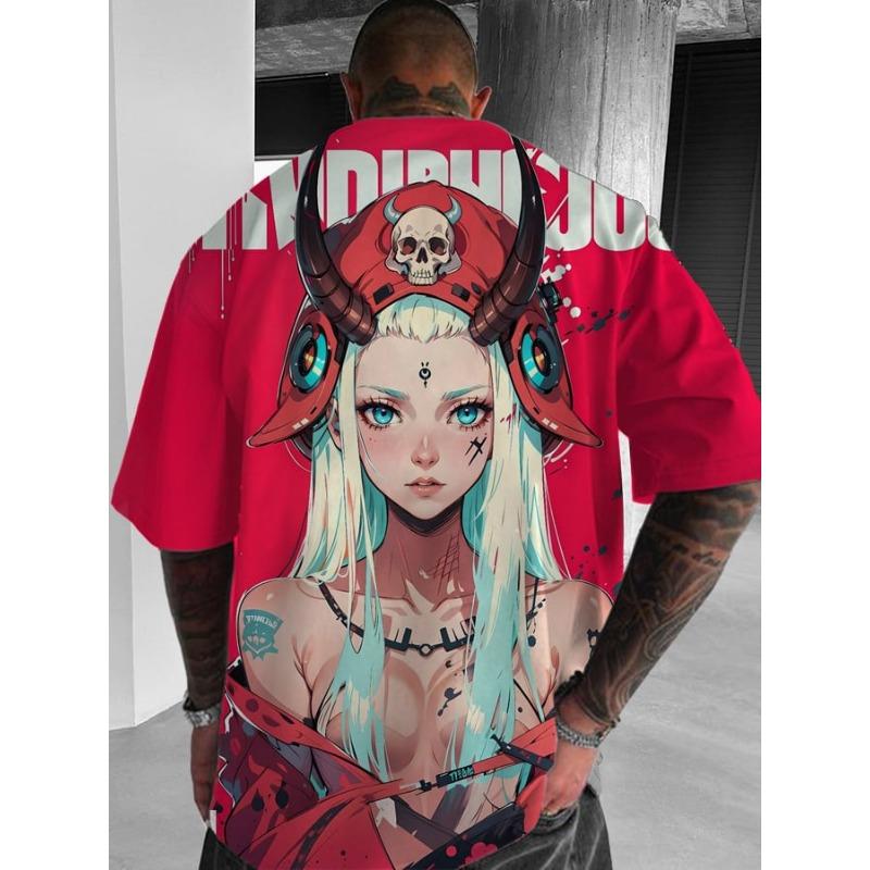 Cartoon sexy girl pattern men's T-shirt 3D printed oversized T-shirt