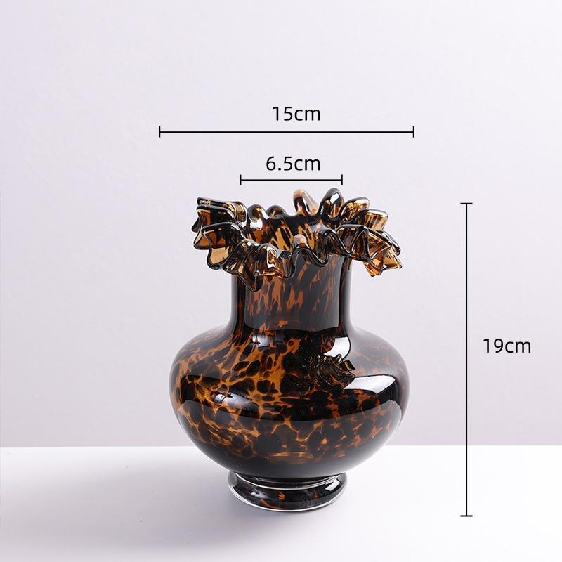 

Glass Vase Leopard Print Crystal Bottle Flower Arrangement Hydroponics Terrarium Irregular Spots Flower Vase Home Decoration