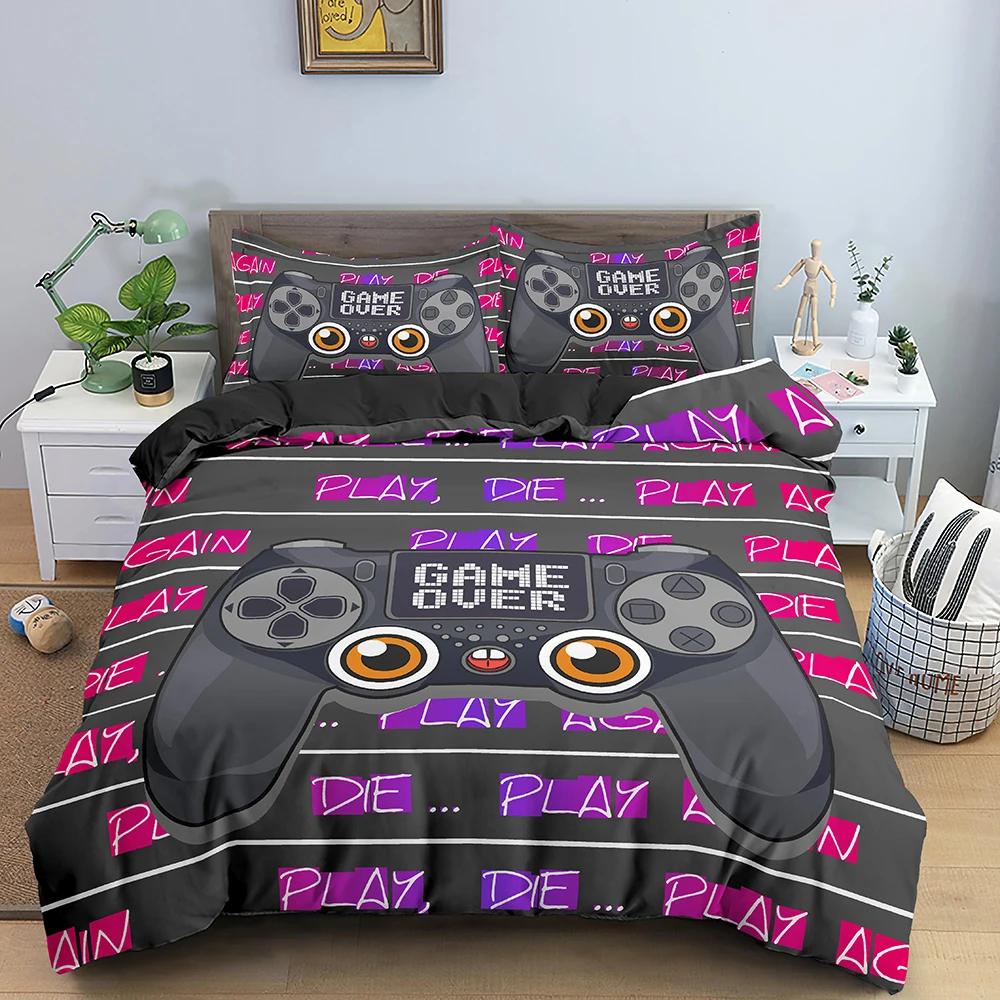 Game Handle Bedding Sets With Pillowcase Gamer Duvet Cover Queen King Size Comforter Cover Black 2/3Pcs Polyester Quilt Cover