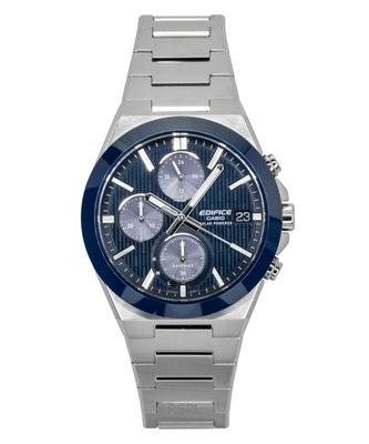 Edifice Chronographe Analogique Acier Inoxydable Cadran Bleu Solaire EFS-S650D-2A 100M Montre Homme