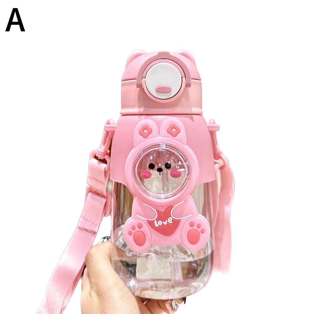 Summer Children's Plastic Straw Water Cup New Cute And High Value Cartoon Cups For Male And Female Students Portable ANTI-FALL