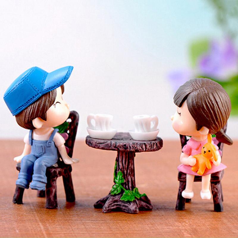 3 Stück/Set Tisch Stuhl Handwerk Mini Miniatur Figur Gartendekor Mikrolandschaft