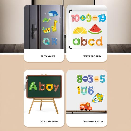 1 Set Bokstäver Siffror Kylskåpsmagnet Småbarn Djur Grönsak Fordon ABC Förskoleinlärning Kylskåpsmagneter Pedagogisk Leksak