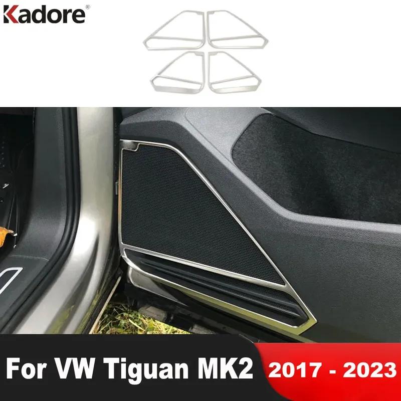 For Volkswagen VW Tiguan MK2 2017-    Steel Car Inner Door Audio Loud Speaker Cover Trim Interior Accessories