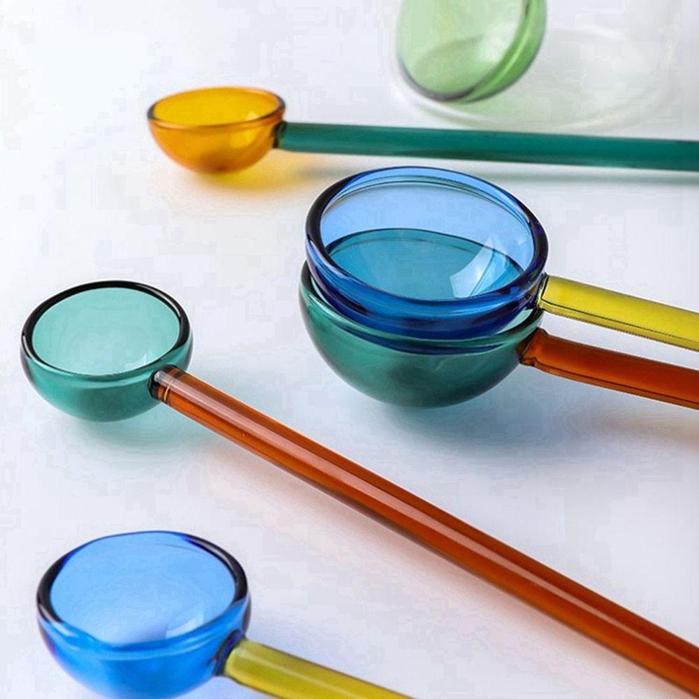 Colored Transparent Kitchen Gadgets Dessert Coffee Scoop Stirrer Stirring Spoons Tableware Spoon