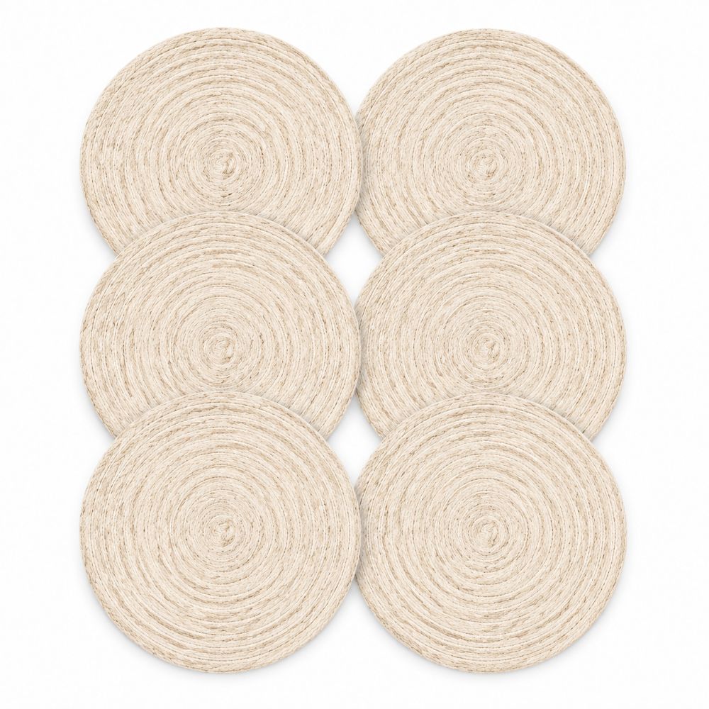 6Pcs White Woven Coasters Round Diatomite Coasters Tabletop Decor Round Coasters Kitchen