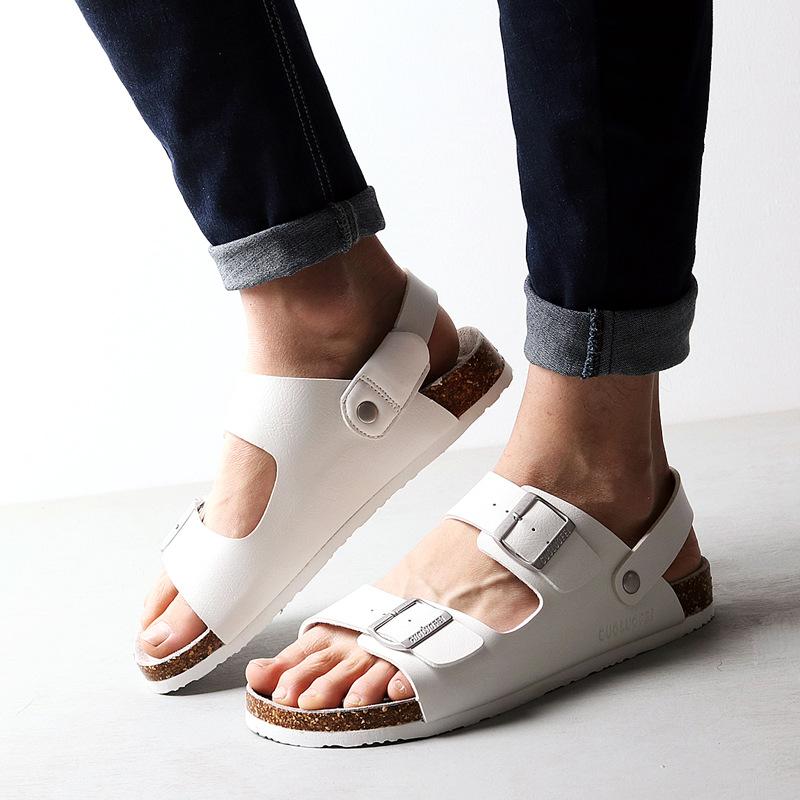 Cork Sandals Men's Summer 2024 New Fashion Lovers' Beach Gladiator Buckle Strap Sandals Shoes Flat Casual Men Beach Sandals
