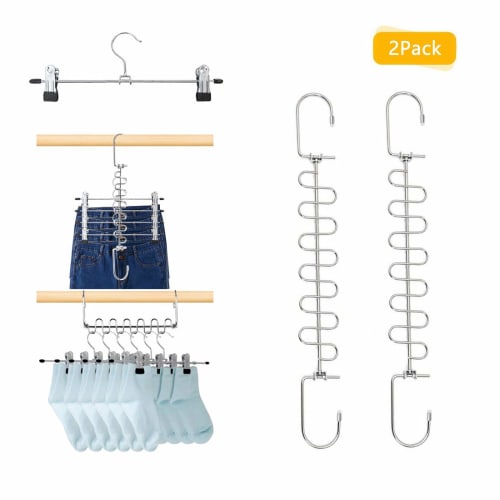 DUOFIRE Platzsparender Kleiderbügel, 12-reihiger Kleiderbügel, Vertikale und horizontale Verwendung, Edelstahl, Robuste Kleiderbügelhaken, Schrankaufbewahrung, Magischer Kleiderbügel (2er Set