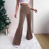 Retro Corduroy Flared Pants High Waisted Wide Leg Trousers for Women Solid Color Loose Casual Pants for Work Travel And Daily Wear