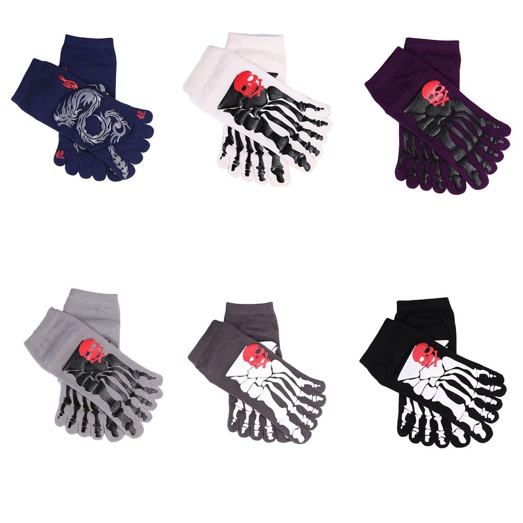 Halloween Scary Skull Skeleton Toe Bone Printed Socks Funny Novelty Socks for Mens