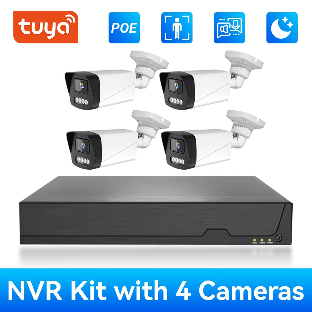 4K POE IPC Camera 8MP Ultra HD Outdoor Security CCTV with Color Night Vision, Human Vehicle Detection, IP66, Support Tuya APP