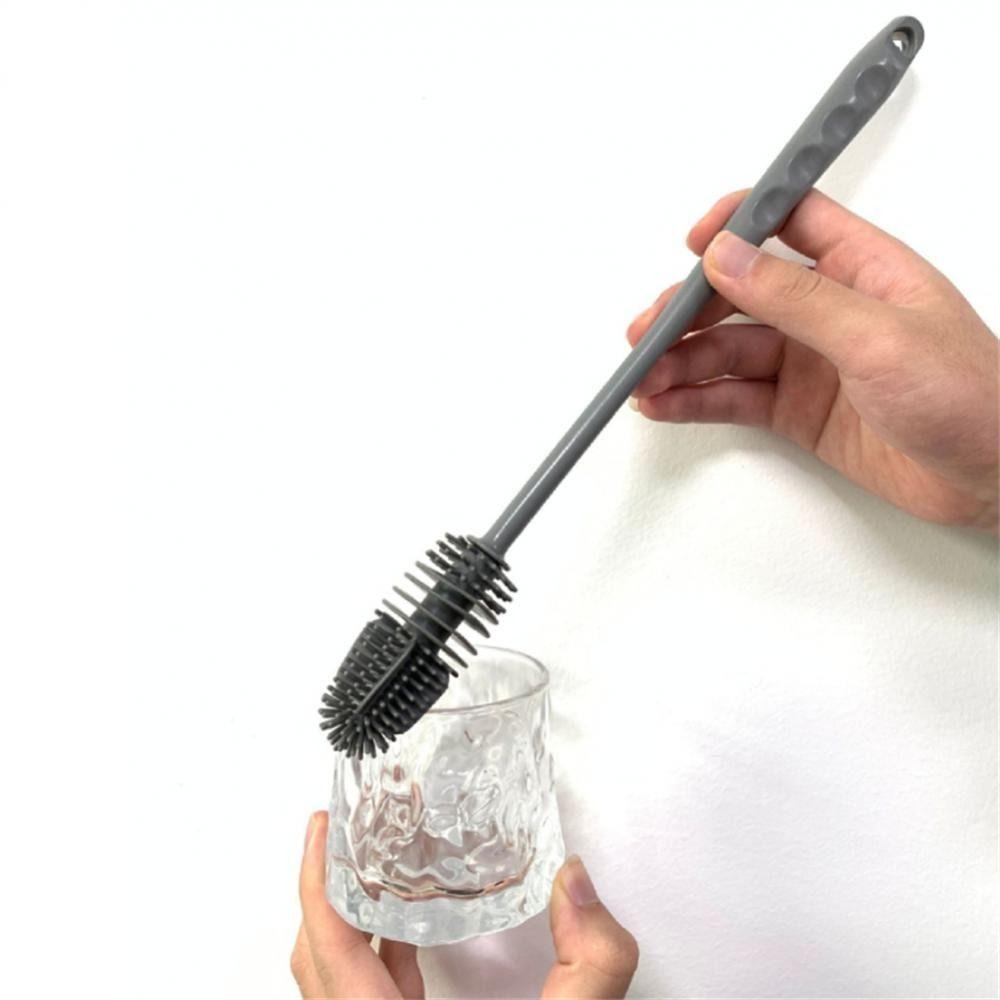 Multifunctional Silicone Cup Brush No Dead-end Silicone Milk Bottle Brush  Glass Cup