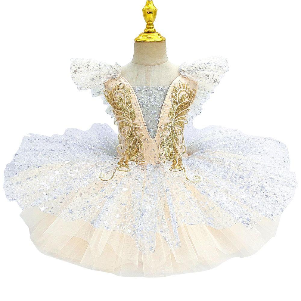 Tutu de Ballet Moderne Robe de Princesse Blanche Vêtements de Mode pour la Scène Enfants Filles