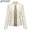 BITCED Fashion Women's PU Leather Short Jacket with Stand Collar Lightweight Spring/Autumn Leather Jacket