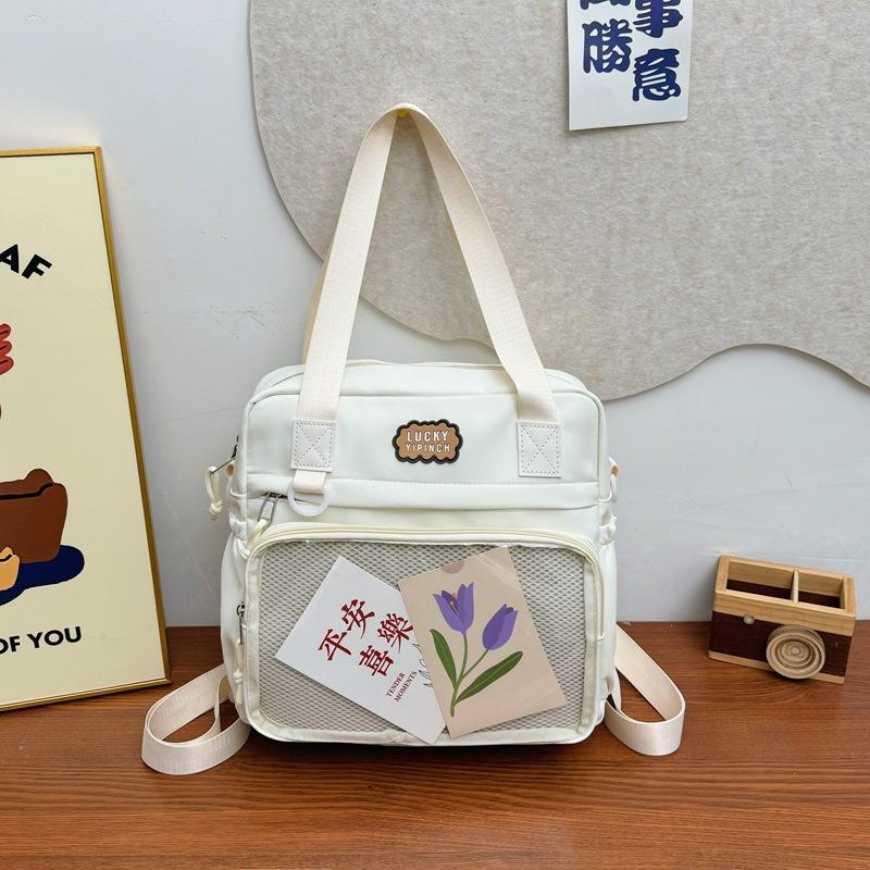 2025 High-value Nylon Bag College Style Transparent Shoulder Crossbody Pain Bag Leisure Bag Tutoring Bag Handbag Women