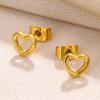 Vintage Heart Stainless Steel Earrings for Women Retro Gold Plated Waterproof Stud Earring Cute Piercing Ear Jewelry Gifts Bff