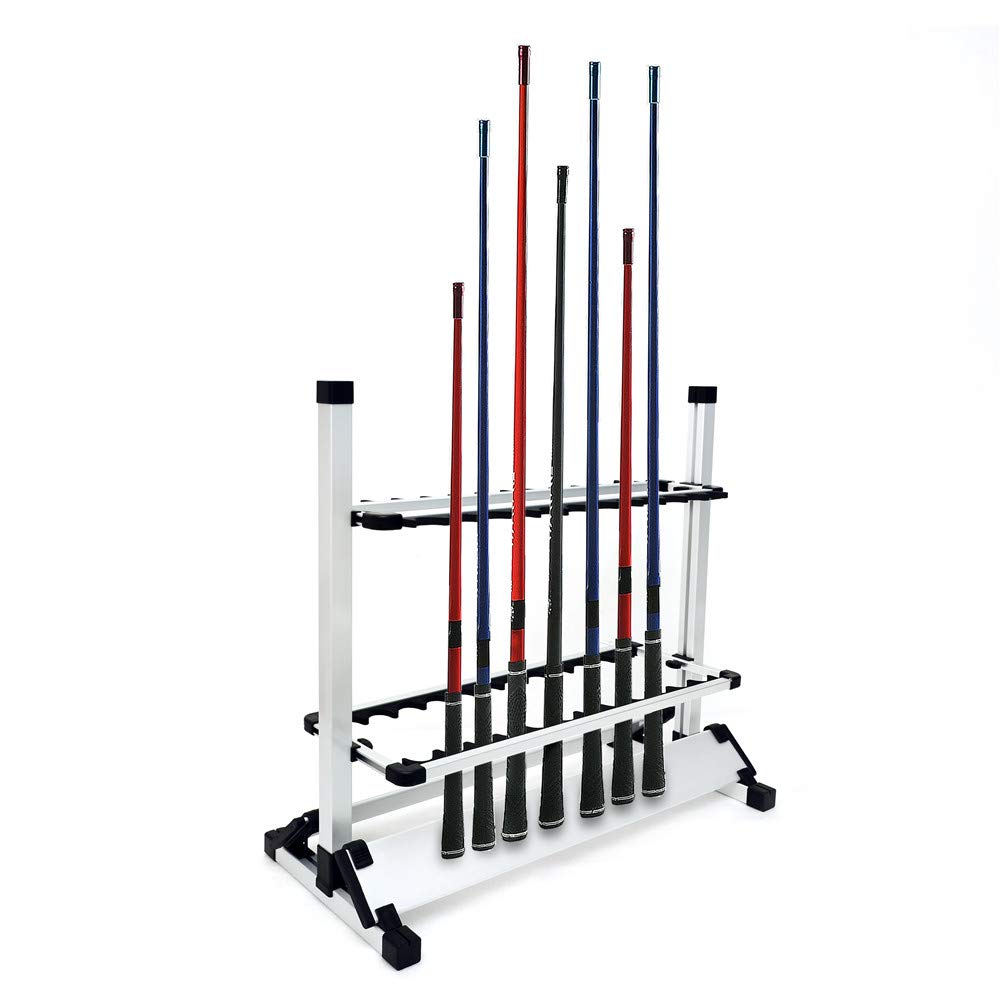TORIBIO Aluminum Rod Stand, Rod Holder for 12 or 24 Rods, Easy Assembly (Silver, 24 Rods)